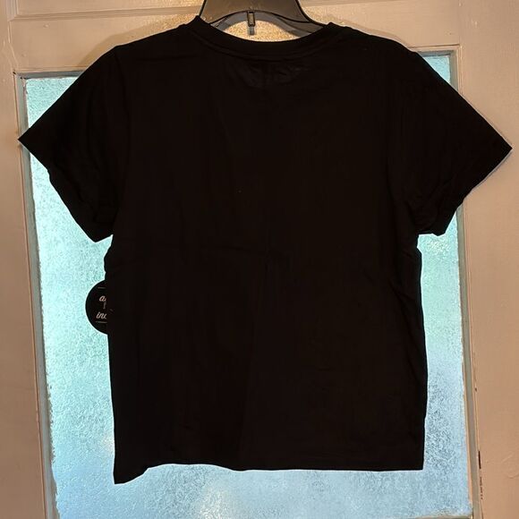 NWT Attitude Not Included Women’s Black Tshirt Como La Flor Rose Top Size M - Picture 8 of 8